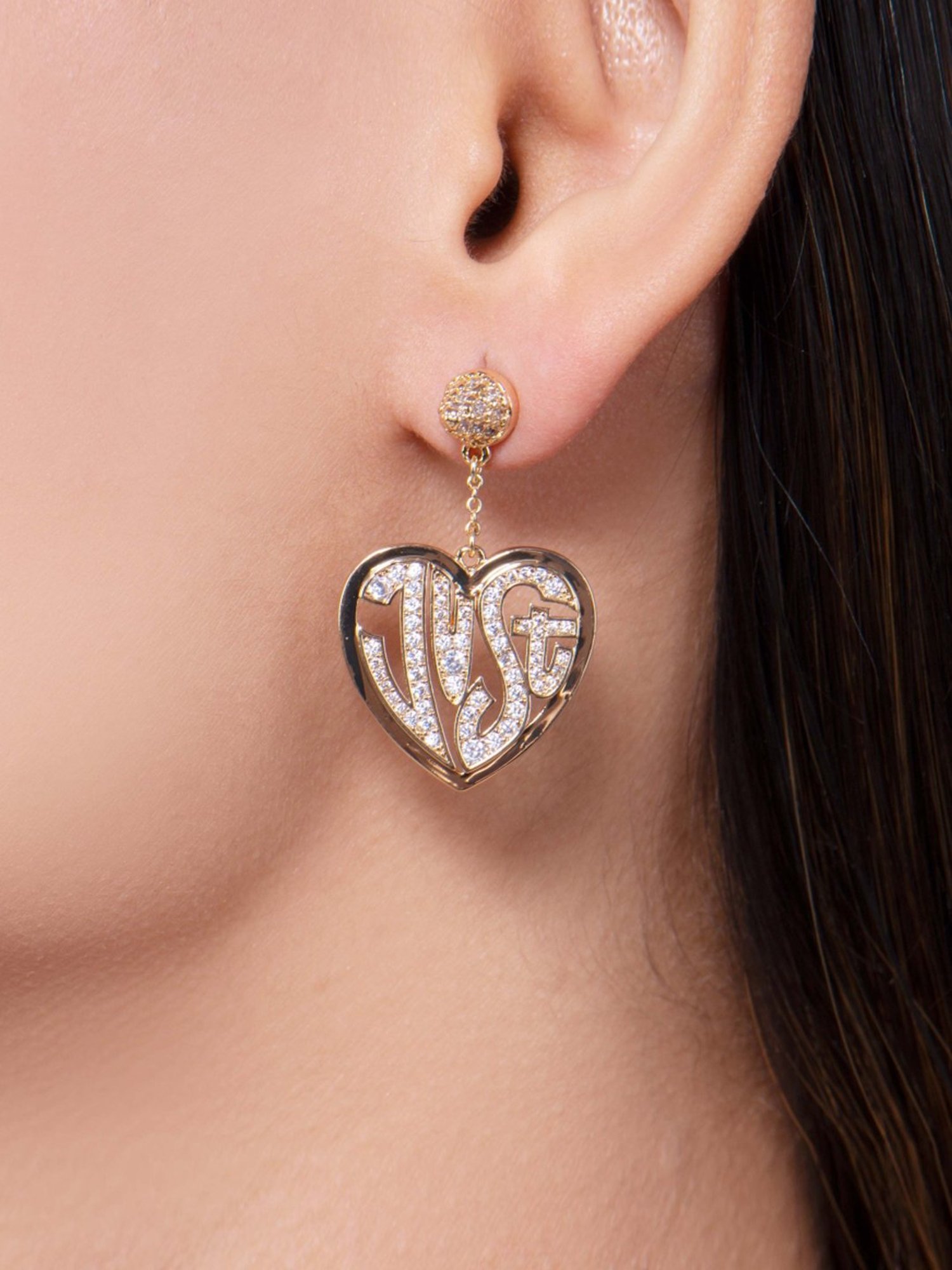 Just Cavalli Golden Amore Rosa Dangler Earrings