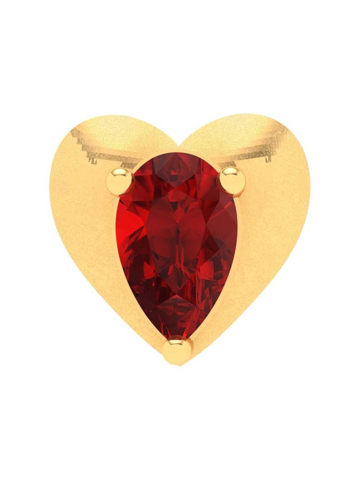 P.C. Chandra Jewellers 18k Gold Love Shaped Stud Red Stone Nosepin