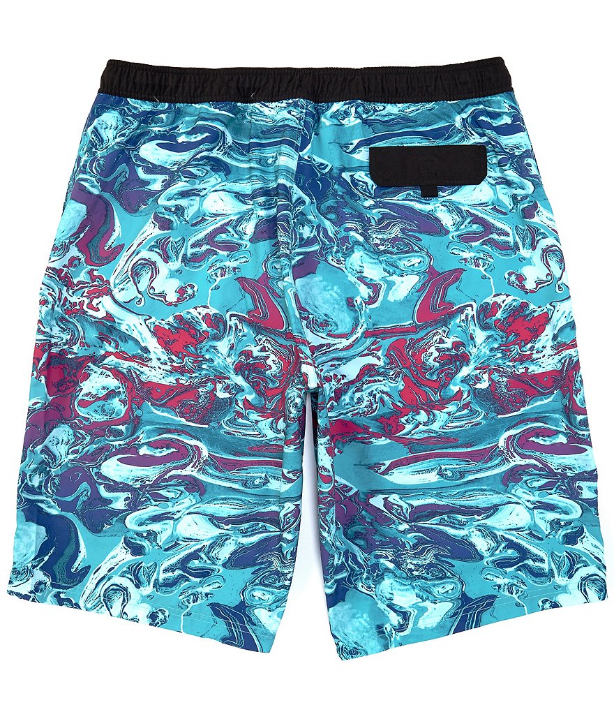 Roundtree & Yorke Big and Tall 11#double; and 13#double; Inseam Marbleized Print Swim Trunks