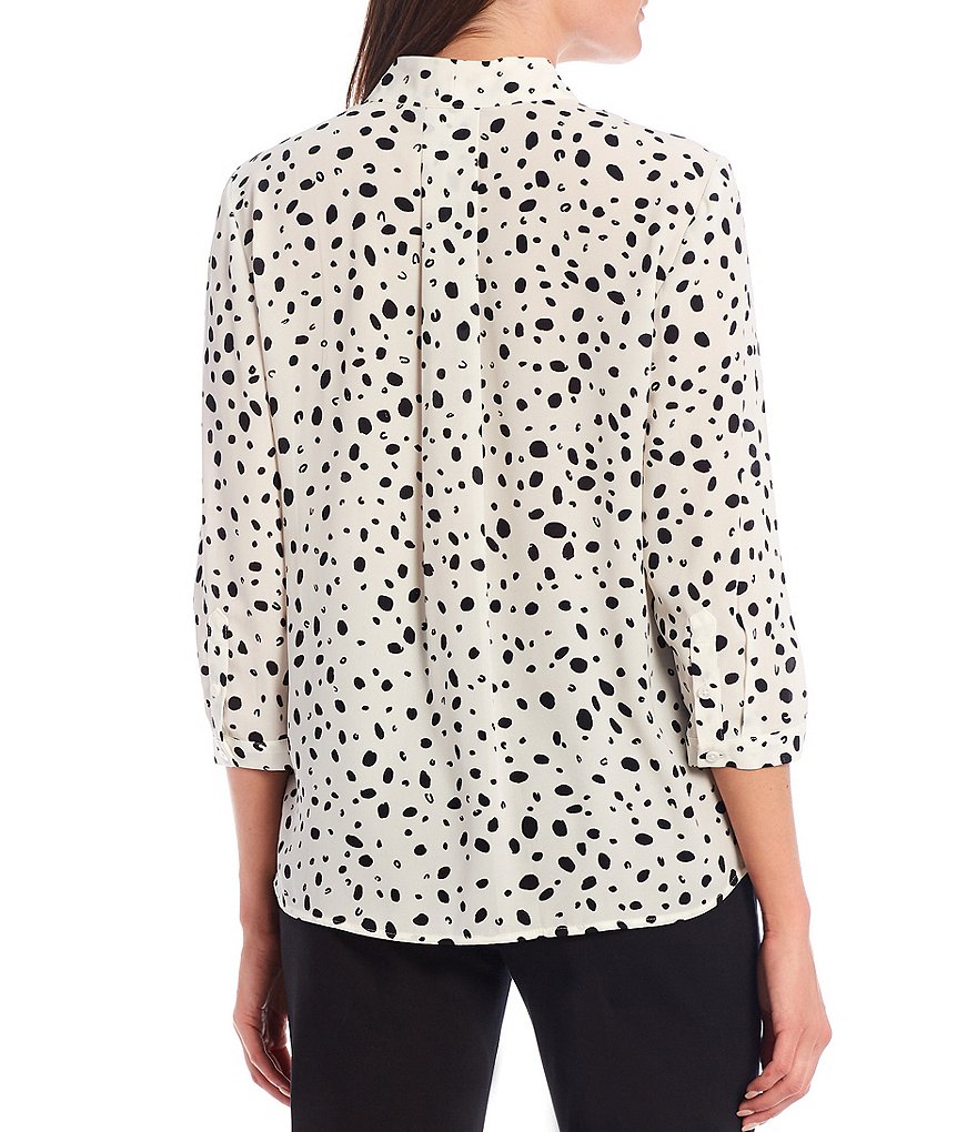 Investments Petite Size 3/4 Sleeve Animal Print Button Front Top