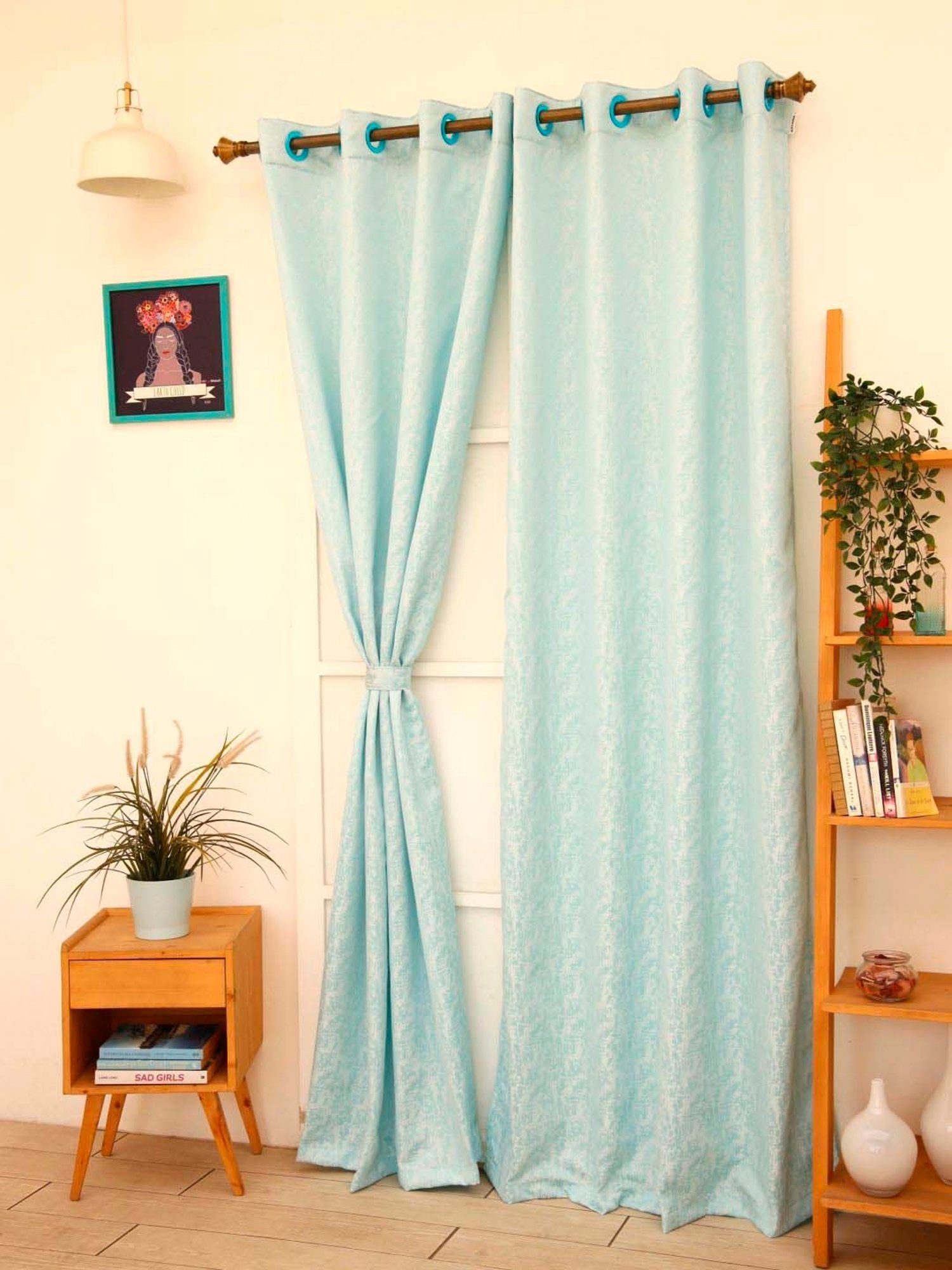 Ariana Aqua Polyester 5 Ft. Window Curtain