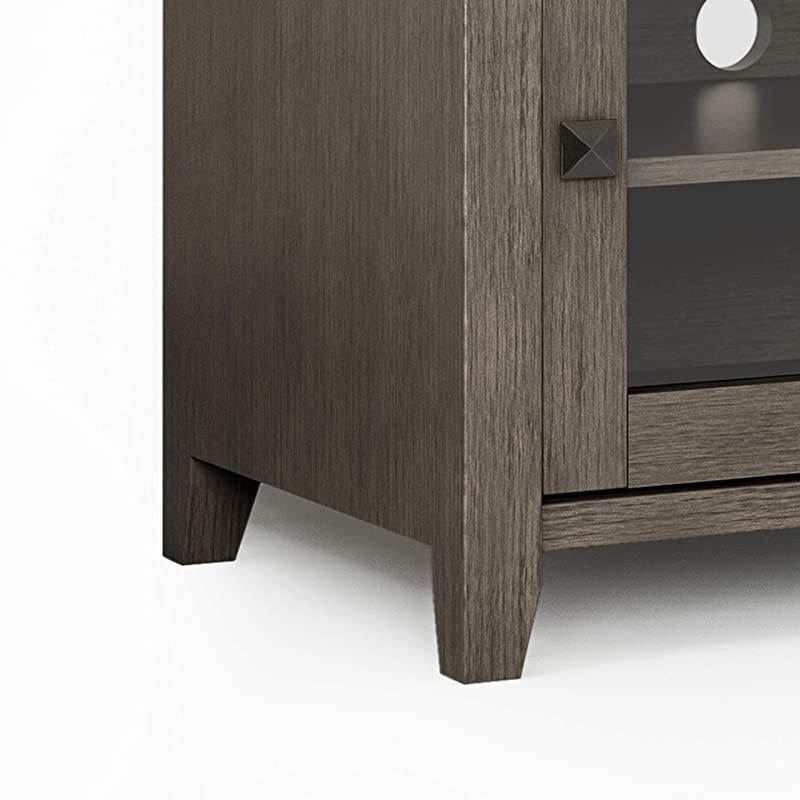 Cosmopolitan SOLID WOOD Universal TV Media Stand, 48 inch Wide, Contemporary, Living Room Entertainment Center, Storage Cabinet, for Flat Screen TVs up to 55 inches in Farmhouse Grey