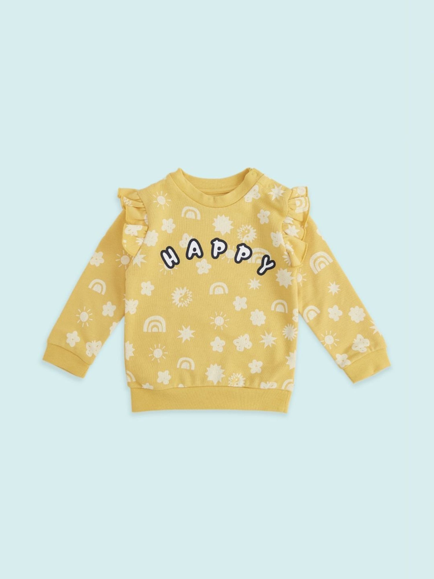 Pantaloons Baby Mustard Cotton Printed Full Sleeves Sweatshirt