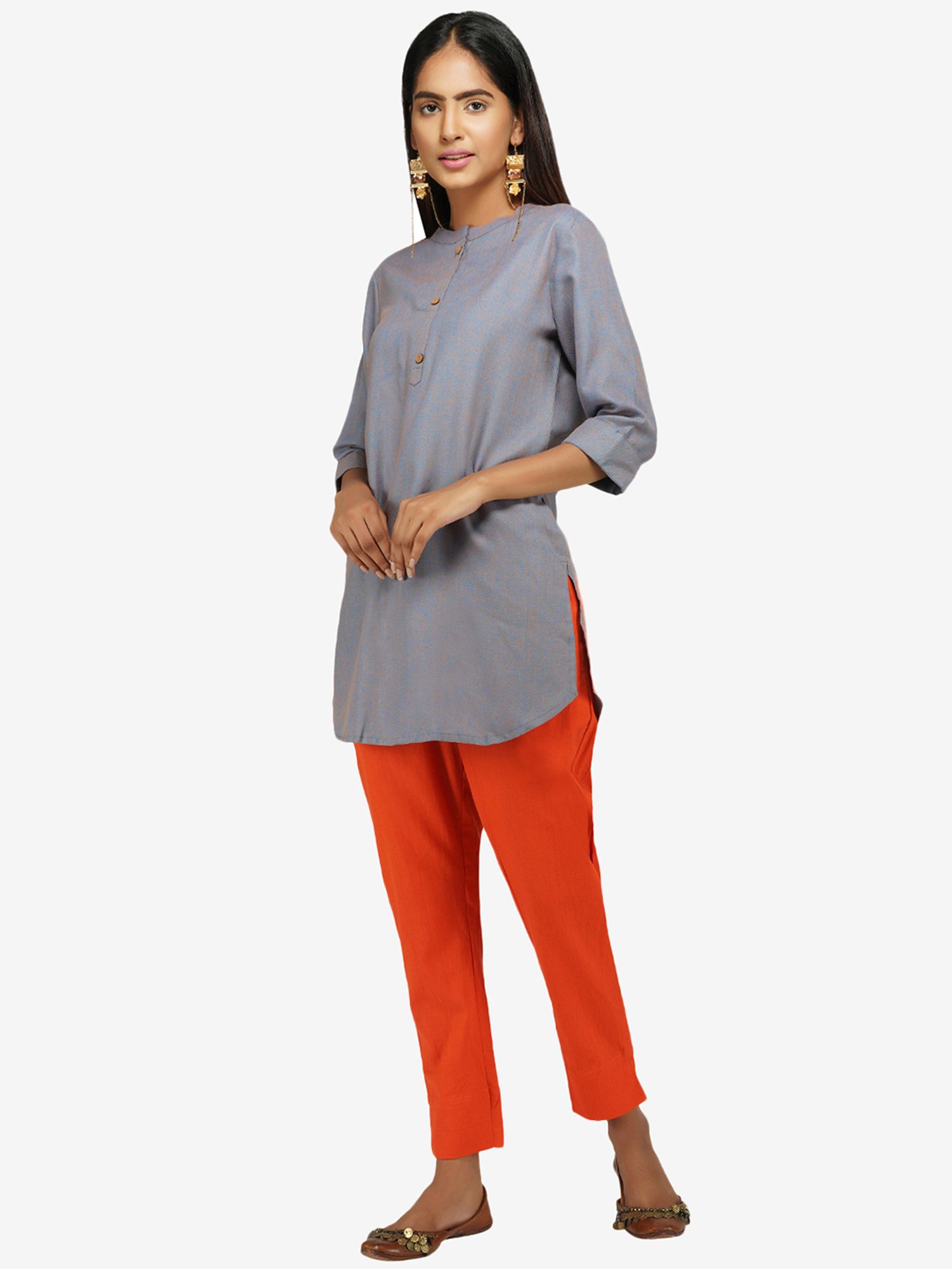 Paislei Grey Rayon Kurta