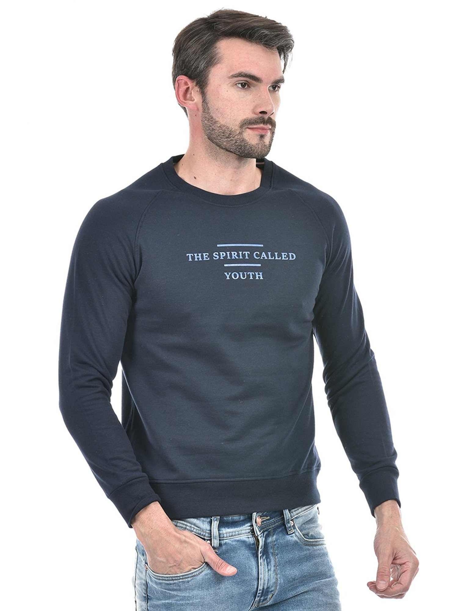 Integriti Dark Navy Regular Fit Printed Sweatshirt