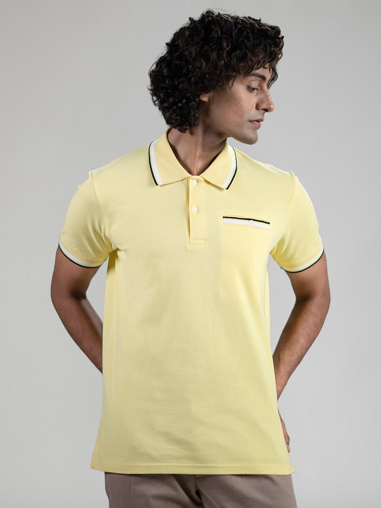 SUBTRACT Lemon Regular Fit Cotton Polo T-Shirt