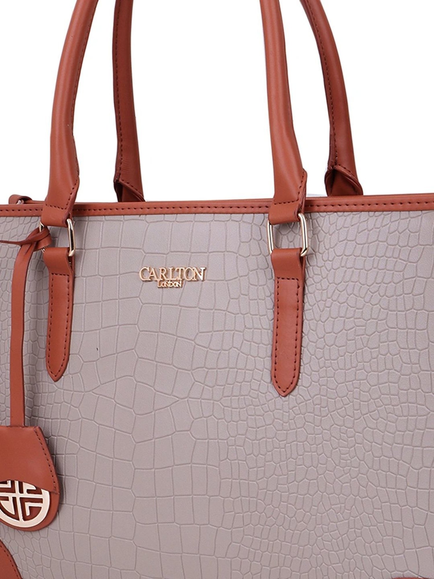 Carlton London Purple & Tan Textured Large Handbag