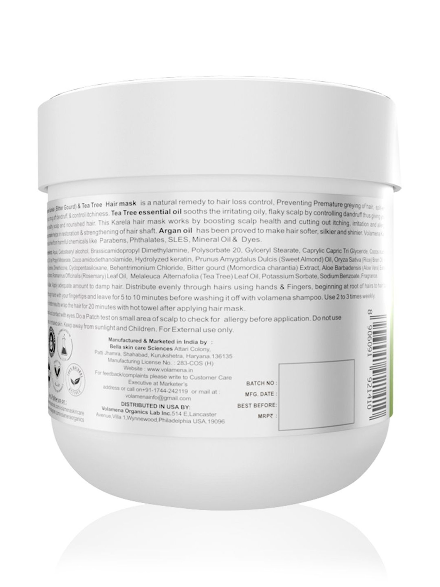 Volamena Karela Bitter Gourd & Tea Tree Hair Mask - 200 ml