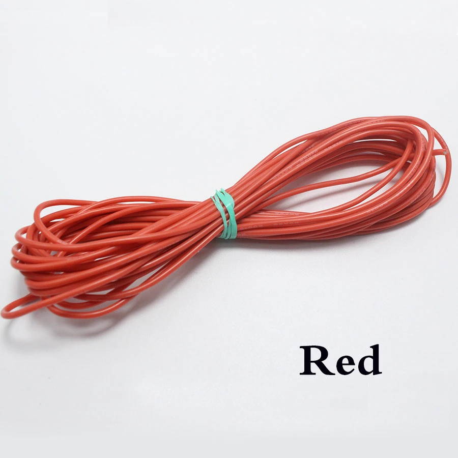 5meters 24 AWG Flexible Silicone Wire Cable 0.2mm2 High Temperature Max 200 Degrees 600V Test Line Wire 10 Color