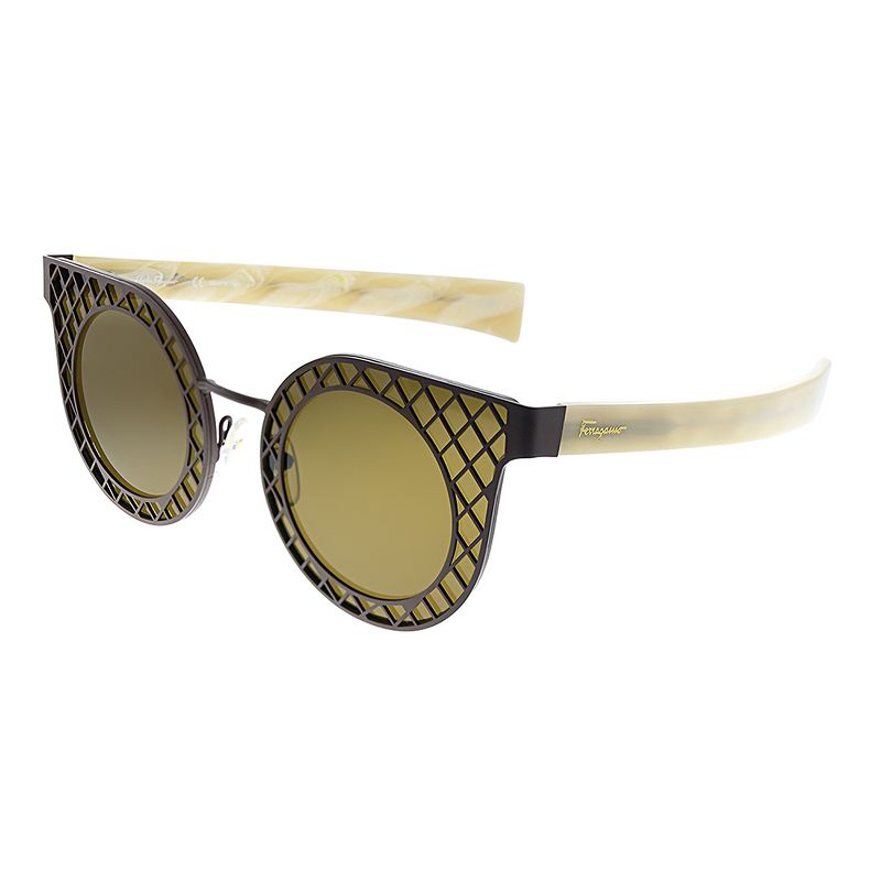 Salvatore Ferragamo SF 171 204 Unisex Round Sunglasses Brown 42mm