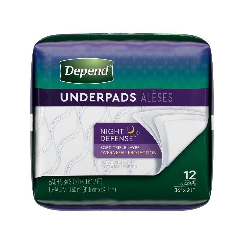Depend Underpads for Incontinence - Overnight Absorbency - 12ct