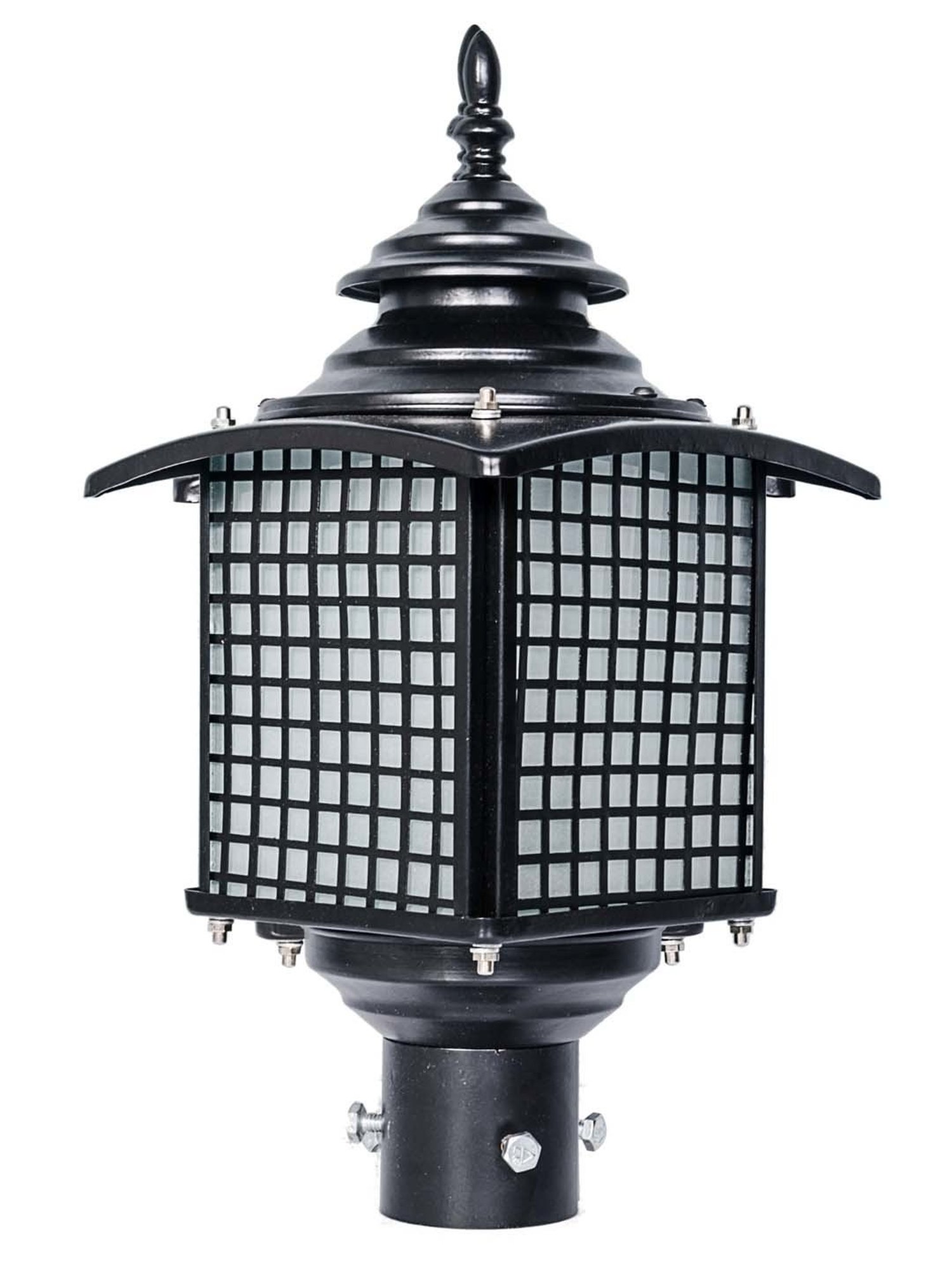 Fos Lighting 'Casual' Black & Transparent Aluminium Outdoor Pole Gate Light - Set of 1