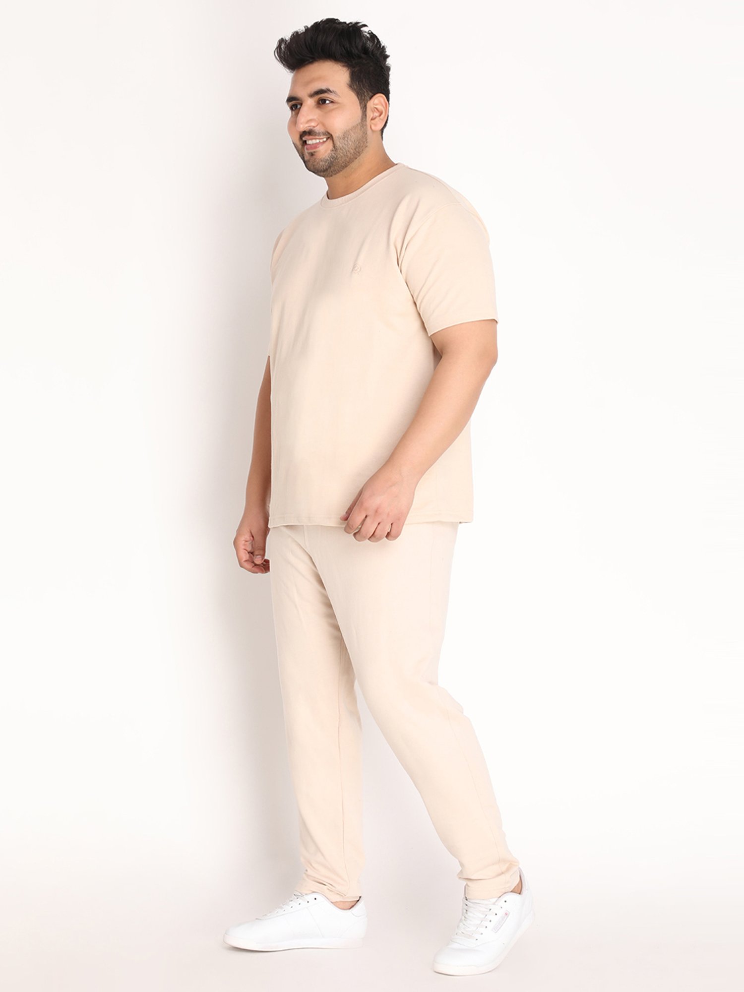 Chkokko Pastel Beige Cotton Relaxed Fit Track Suit