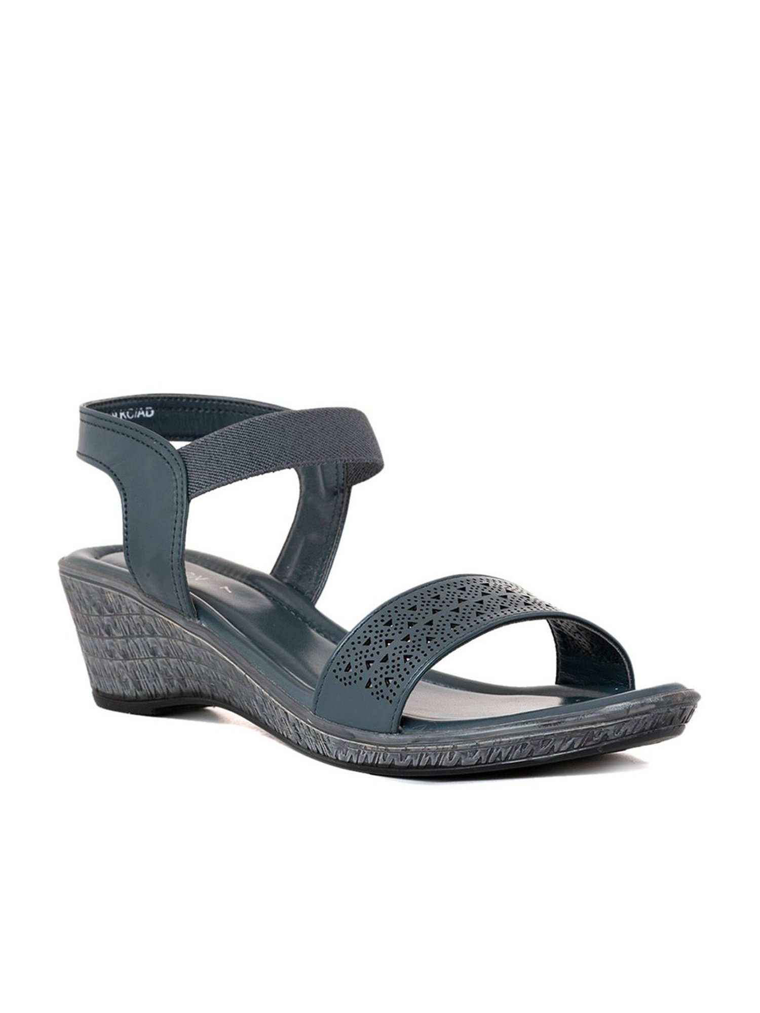 Khadim Women's Blue Ankle Strap Wedges