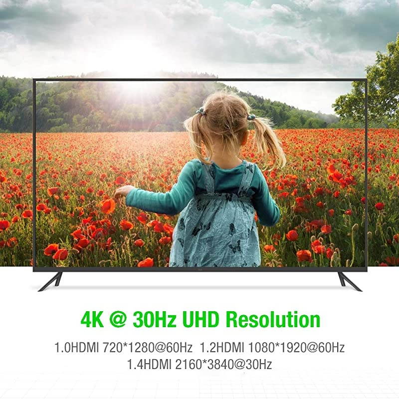 DisplayPort to HDMI Cable 4K30HZ UHD Nylon Braided GoldPlated DP to HDMI UniDirectional Cord Display Port to HDMI Male Connector 10 Feet