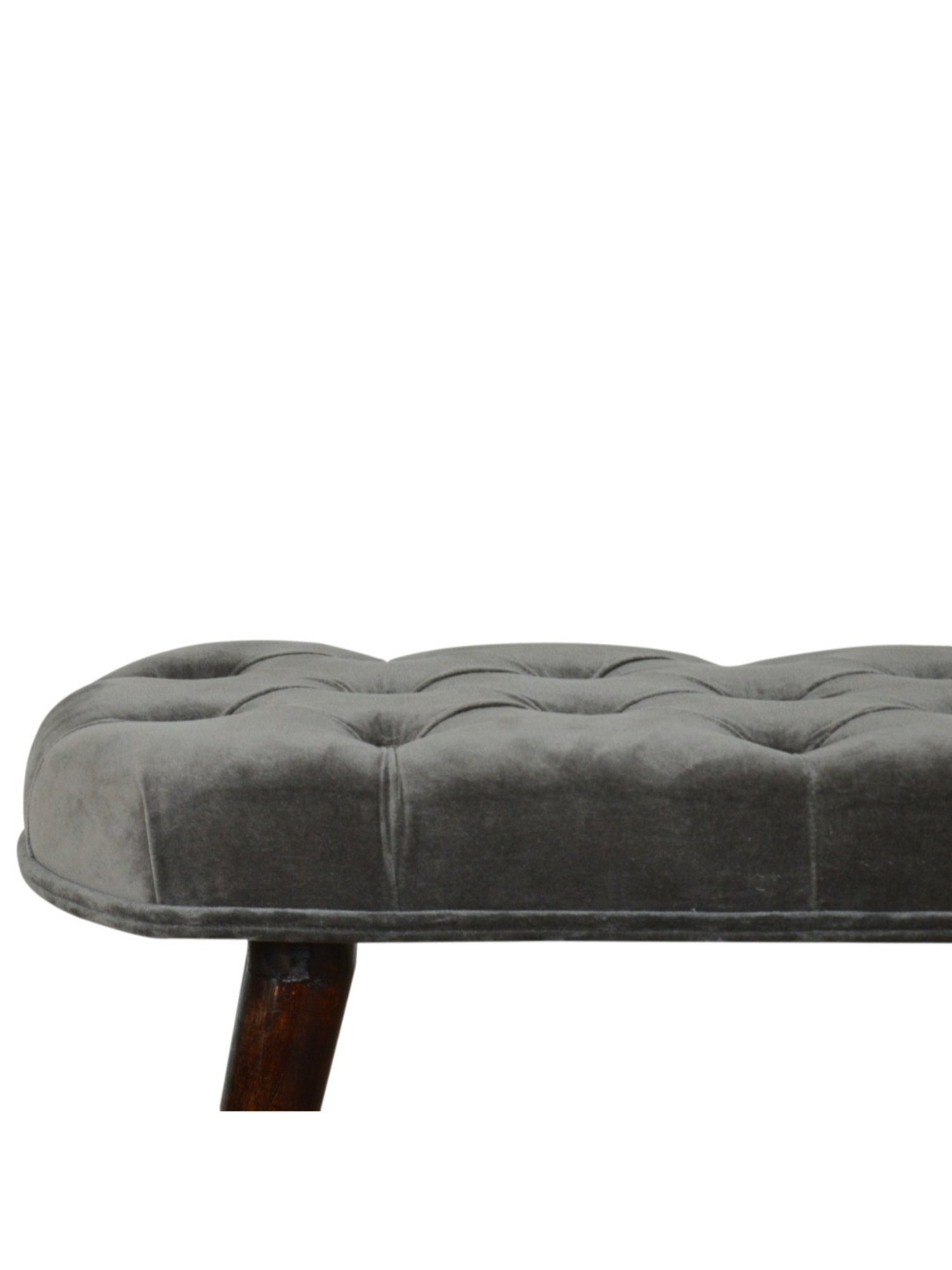 Artisan Furniture Black & Grey Cotton Velvet Deep Button Bench