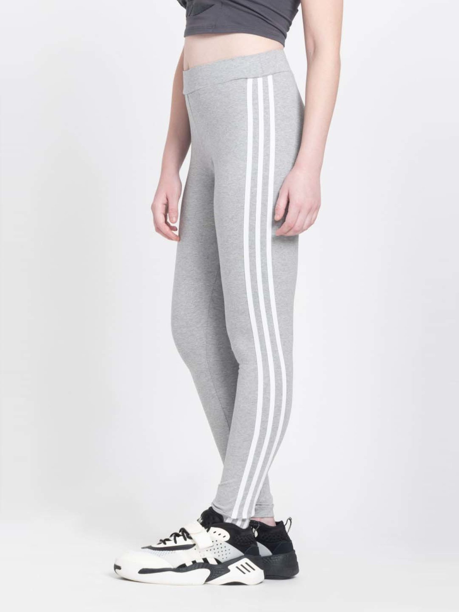 Adidas Originals Grey Cotton Striped Tights