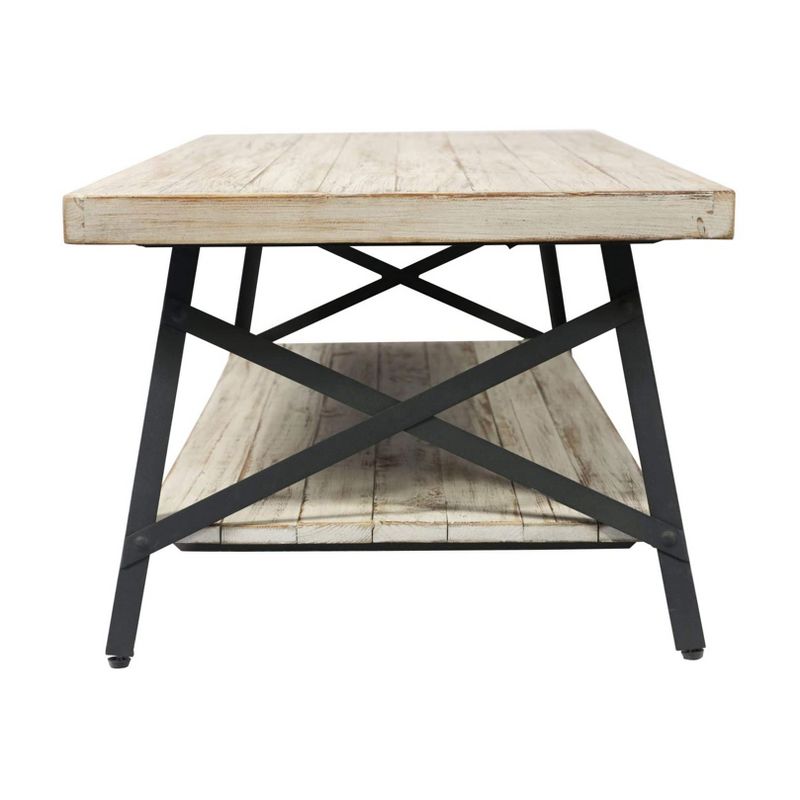 Wallace & Bay Chandler 48 Inch Long Rustic Decor Indoor Home Open Storage Coffee/Cocktail Table, Whitewash