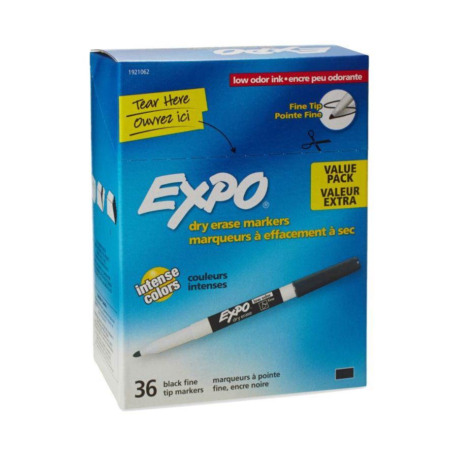 EXPO Low Odor Dry Erase Marker Fine Point Black 36/Box 1921062