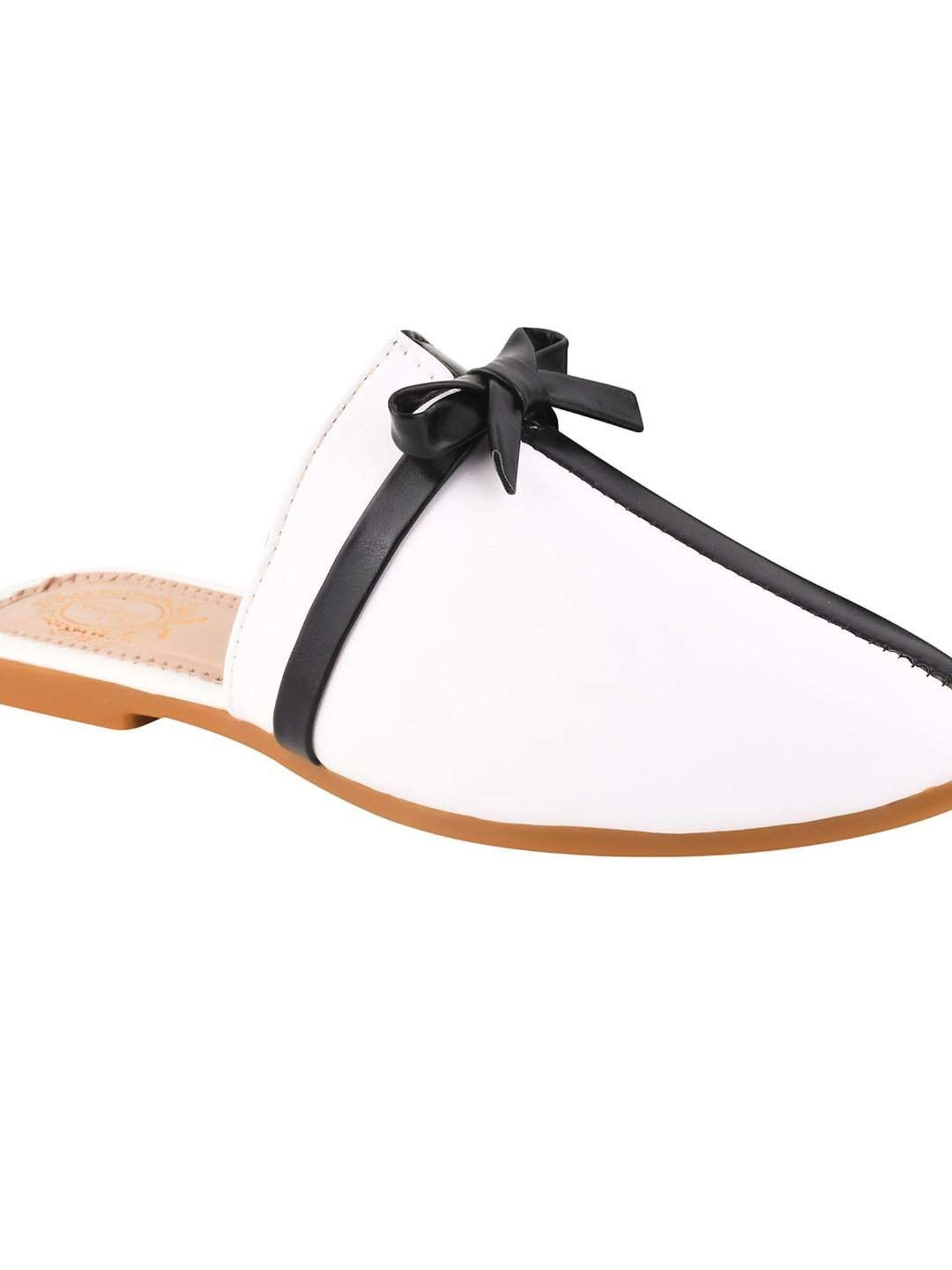 Shoetopia Kids White & Black Mule Shoes