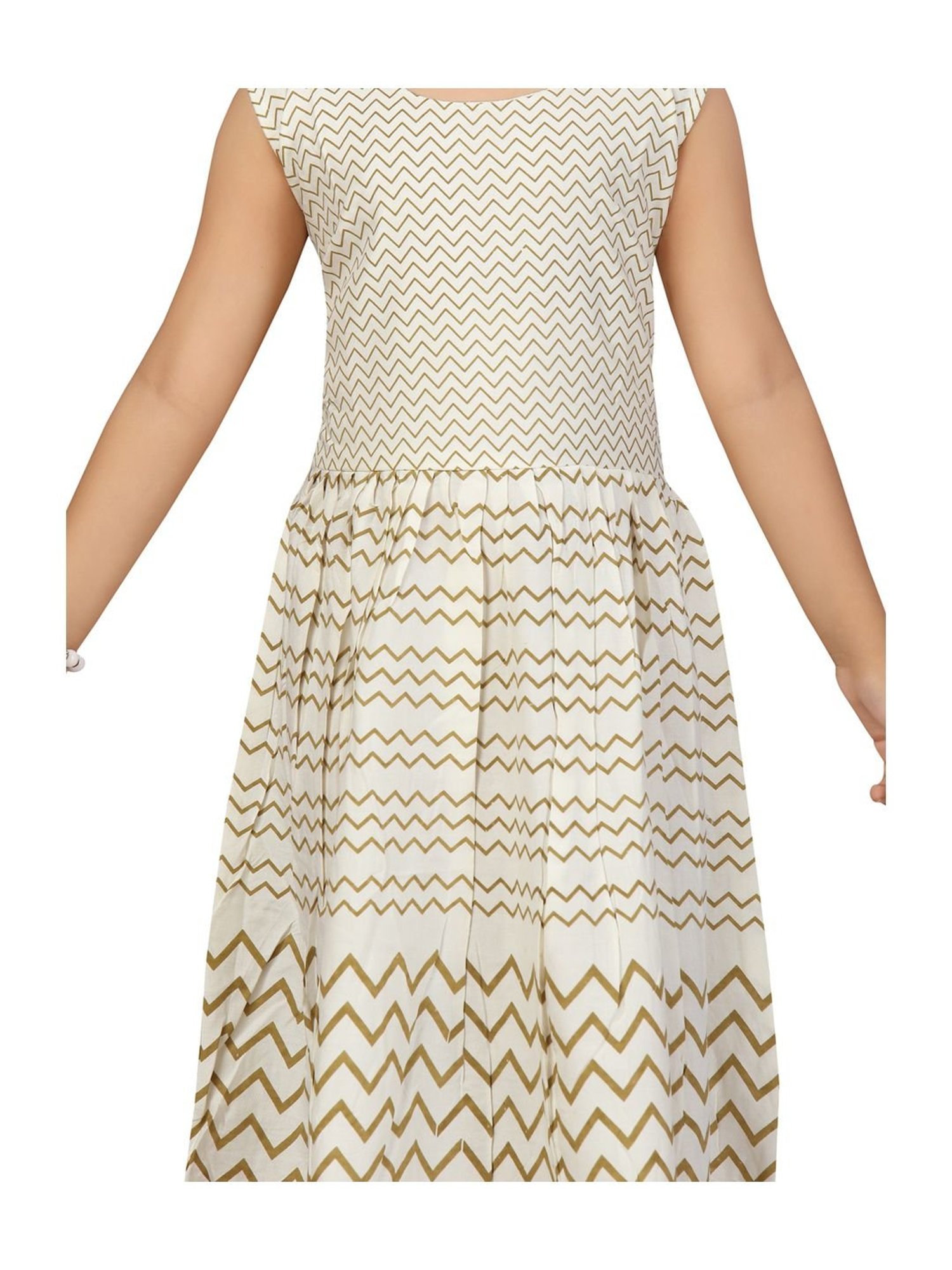 Aarika Kids Cream Cotton Striped Dress