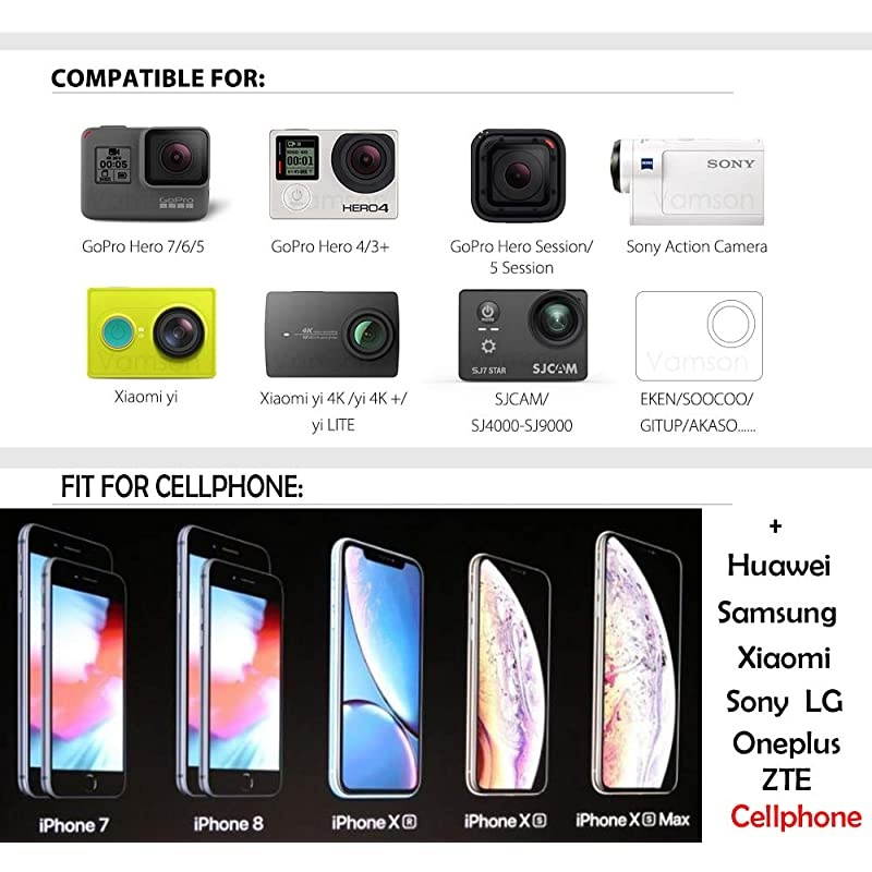 MultiFunction Adjustable Belt Cellphone Selfie Head Mount Strap for Sony Action CamGopro HeroCell PhoneiPhone XR XS Max X 8 7 6 Plus