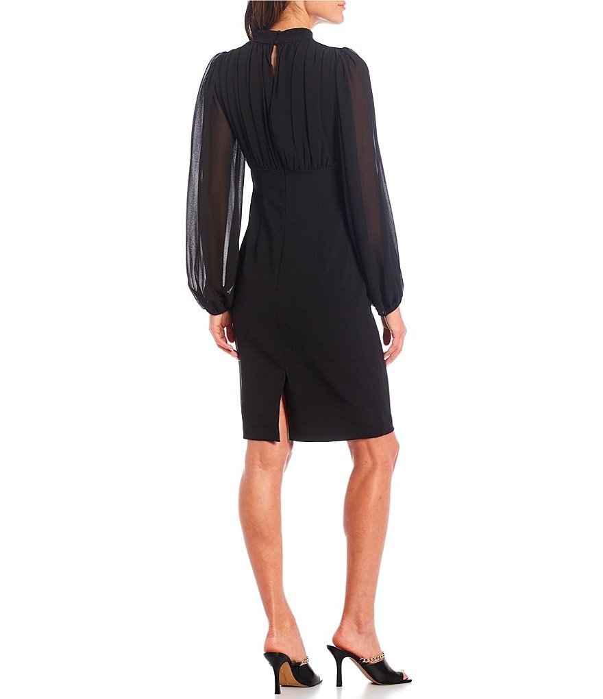 Eva Varro Floral Placement Print Knit Jersey Reversible to Solid Black Sheath Dress