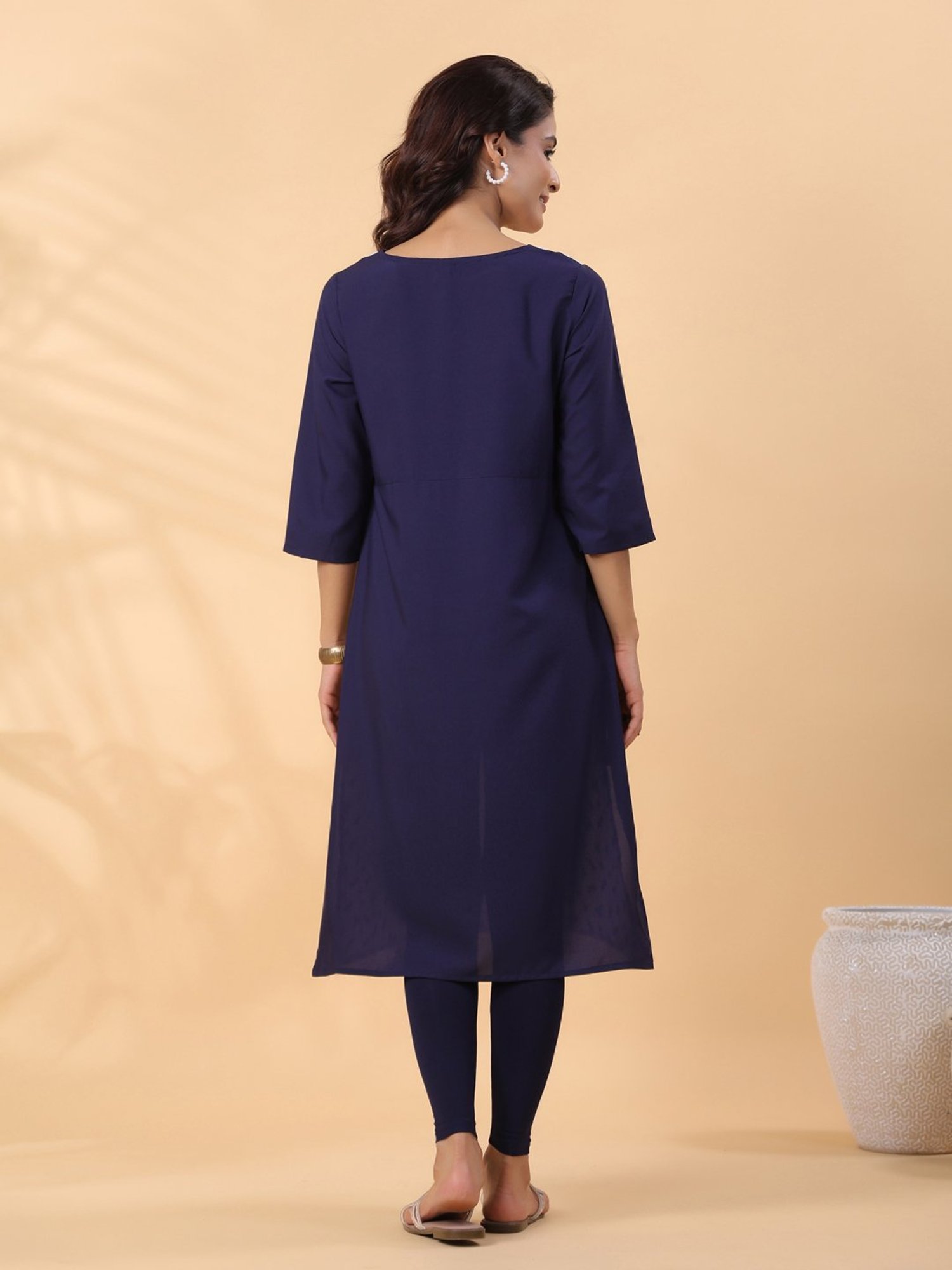 Janasya White Floral Print Straight Kurta