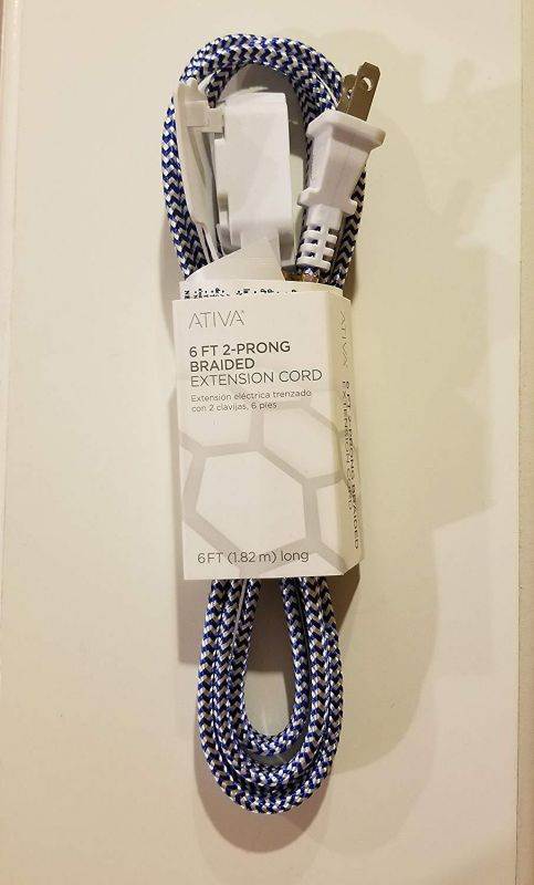 Ativa Braided AC Extension Cord, 6', Assorted Colors, LTS-A2/B8