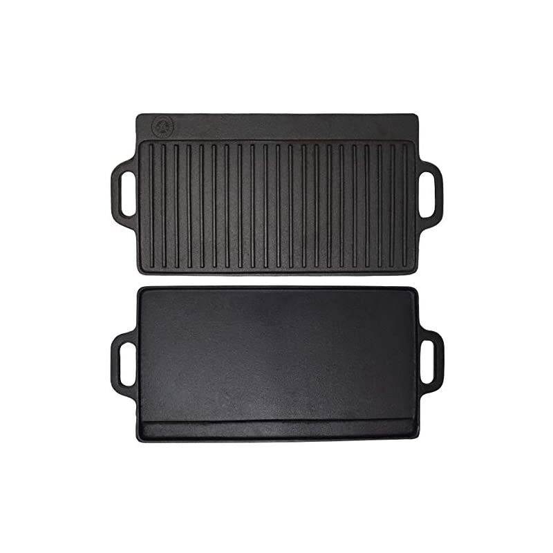 Cast Iron Skillet 20x9" (Large Reversible Grill/Griddle, Pre-Seasoned for Non-Stick Like Surface, Cookware Oven/Broiler/Grill Safe, Kitchen Deep Fryer, Restaurant Chef Quality)