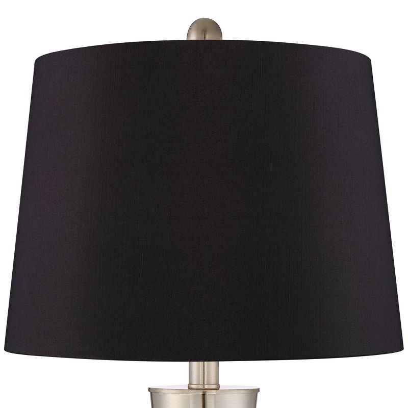 360 Lighting Geoff Brushed Nickel USB Black Shade Table Lamps Set of 2
