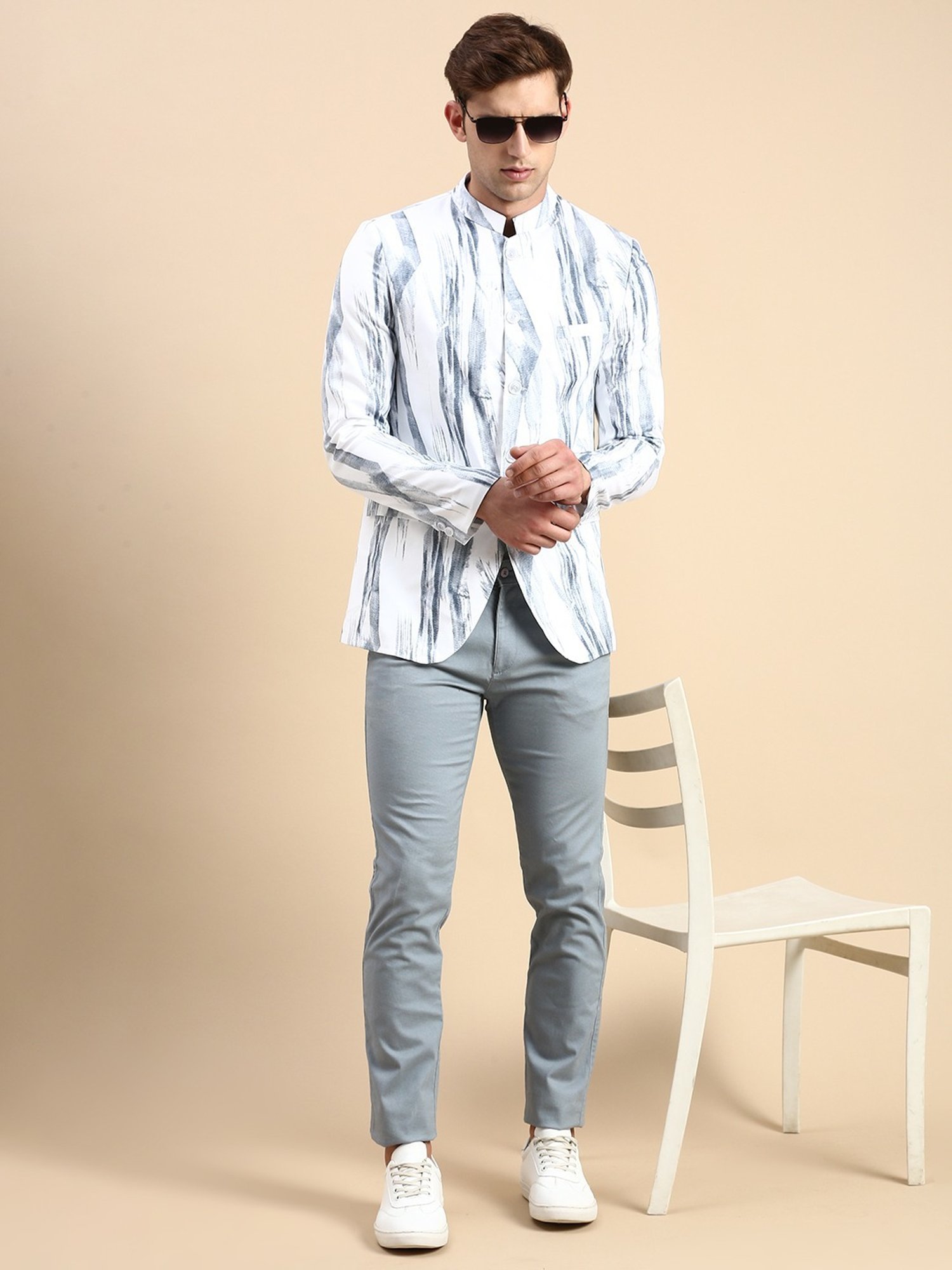 Louis Philippe Light Blue Regular Fit Blazer