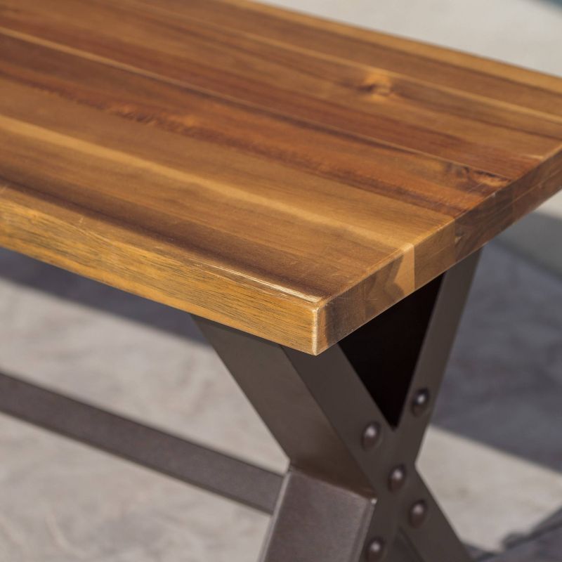 Wood Outdoor Bench in Natural Brown-Pemberly Row