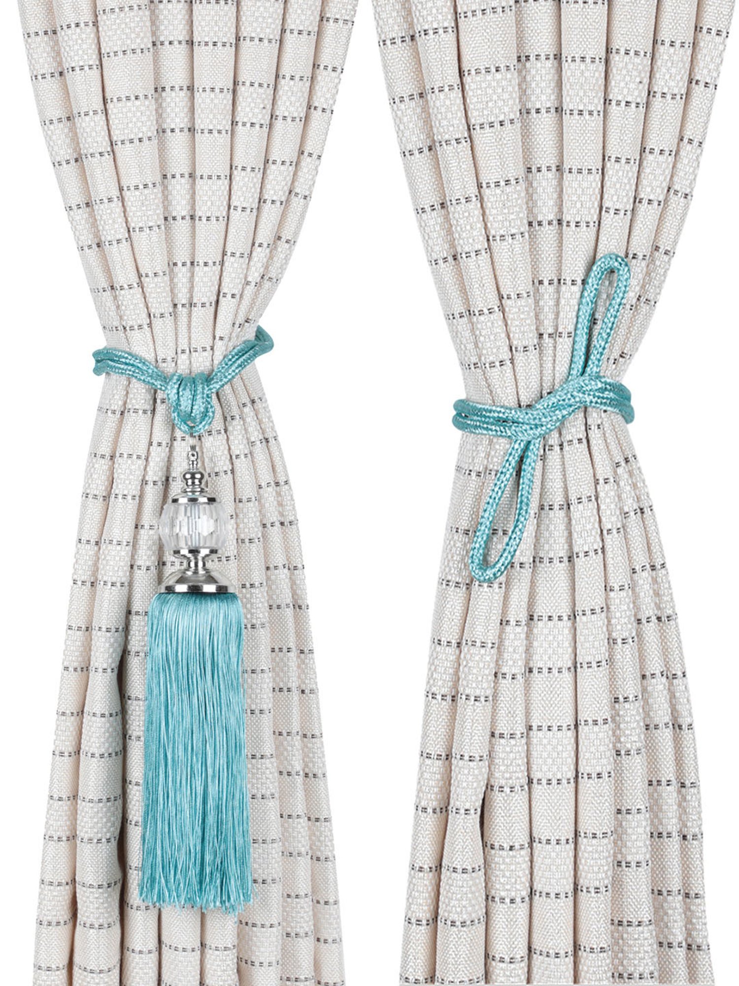 Romee Blue Polyester Solid Curtain Tie and Hold Backs