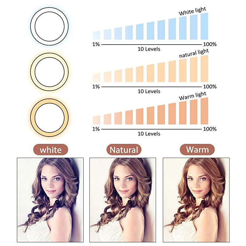 8quot Selfie Ring Light with Tripod Stand amp Cell Phone Holder for Live StreamMakeup  Mini Led Camera Ringlight for YouTube VideoPhotography Compatible with iPhone Xs Max XR Android Upgraded