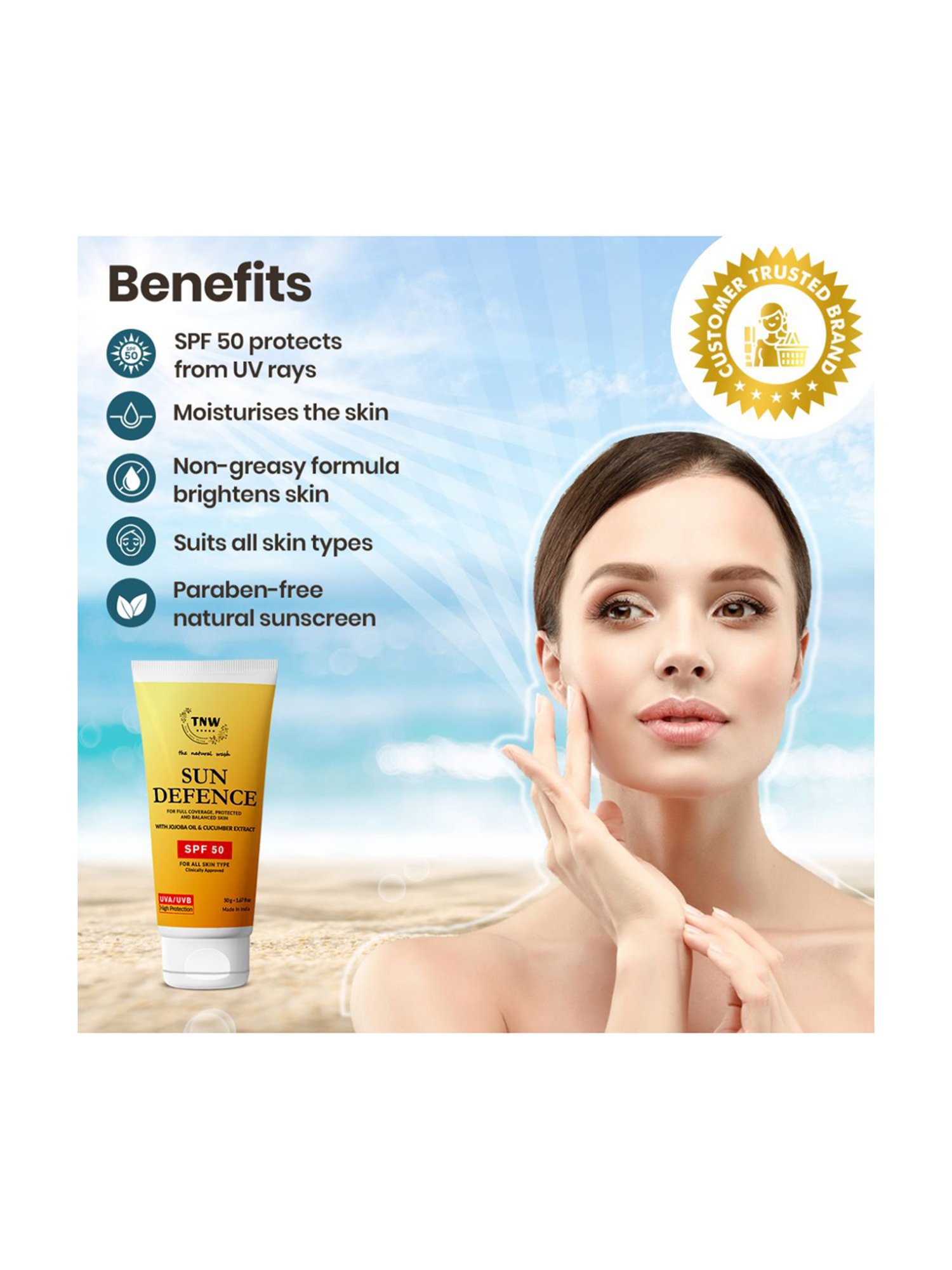 TNW The Natural Sun Defence SPF 50 Cream - 50 gm
