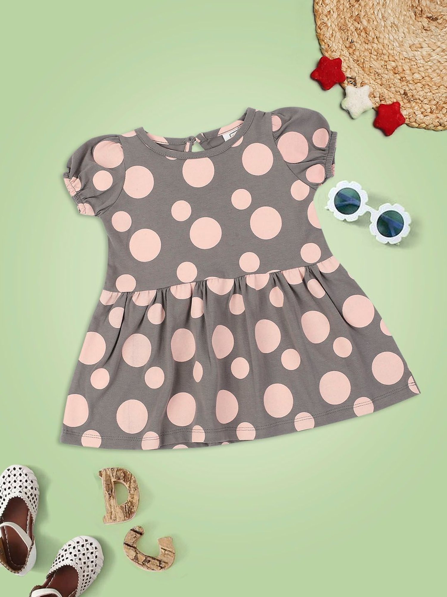 Mee Mee Kids Grey Printed Dress