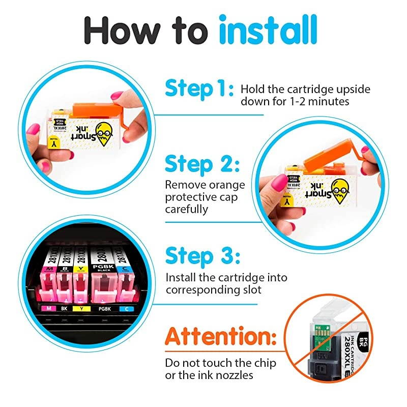 Compatible Ink Cartridge Replacement for Canon 280 281 PGI-280XXL CLI-281XXL use with Pixma TR8520 TS6120 TS9120 TS6220 TS8120 TR7520 TS8220 TS702 TS9521C (PGBK & BK/C/M/Y 5 Pack Combo)