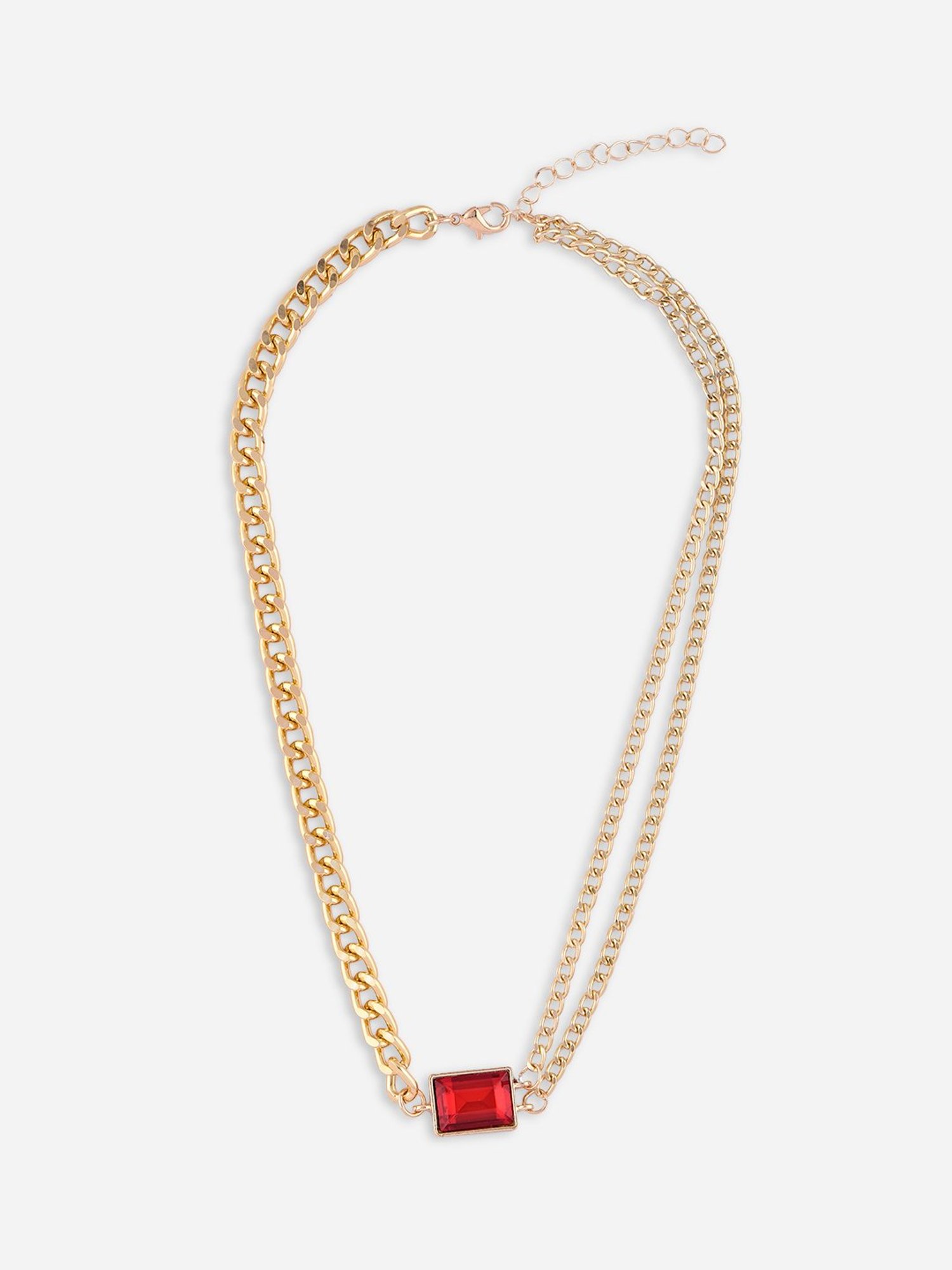 Toniq Red Gold-Plated Shape Colour Stone Party Wear Choker Necklace for Women