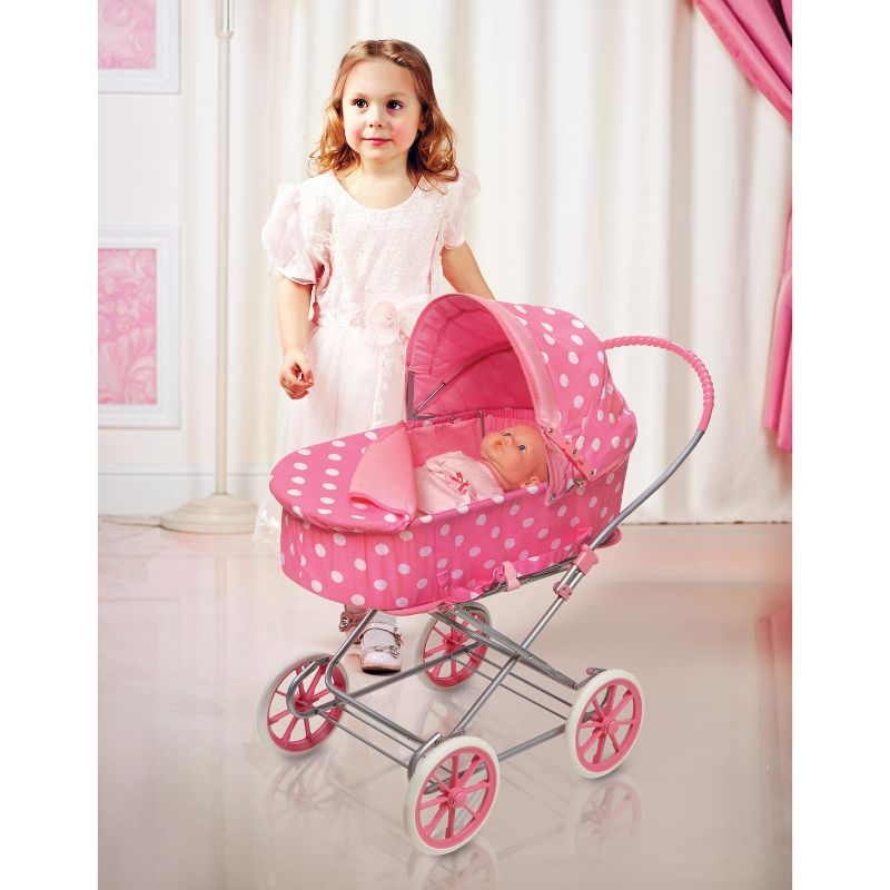 Badger Basket 3-in-1 Doll Carrier/Stroller - Pink & White Polka Dots
