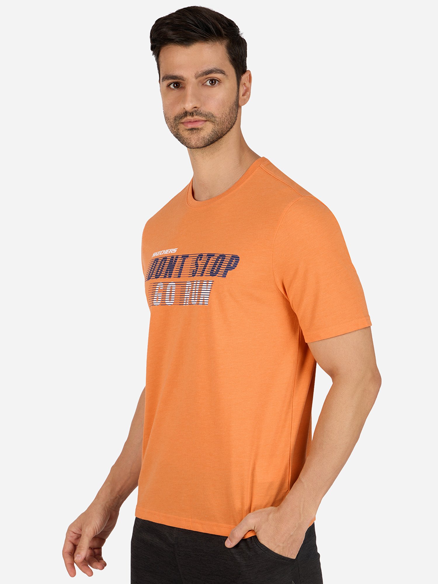 Skechers Orange Relaxed Fit Printed Crew T-Shirt