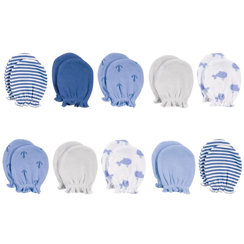 Luvable Friends Baby Cotton Scratch Mittens 4pk, Owl, One Size