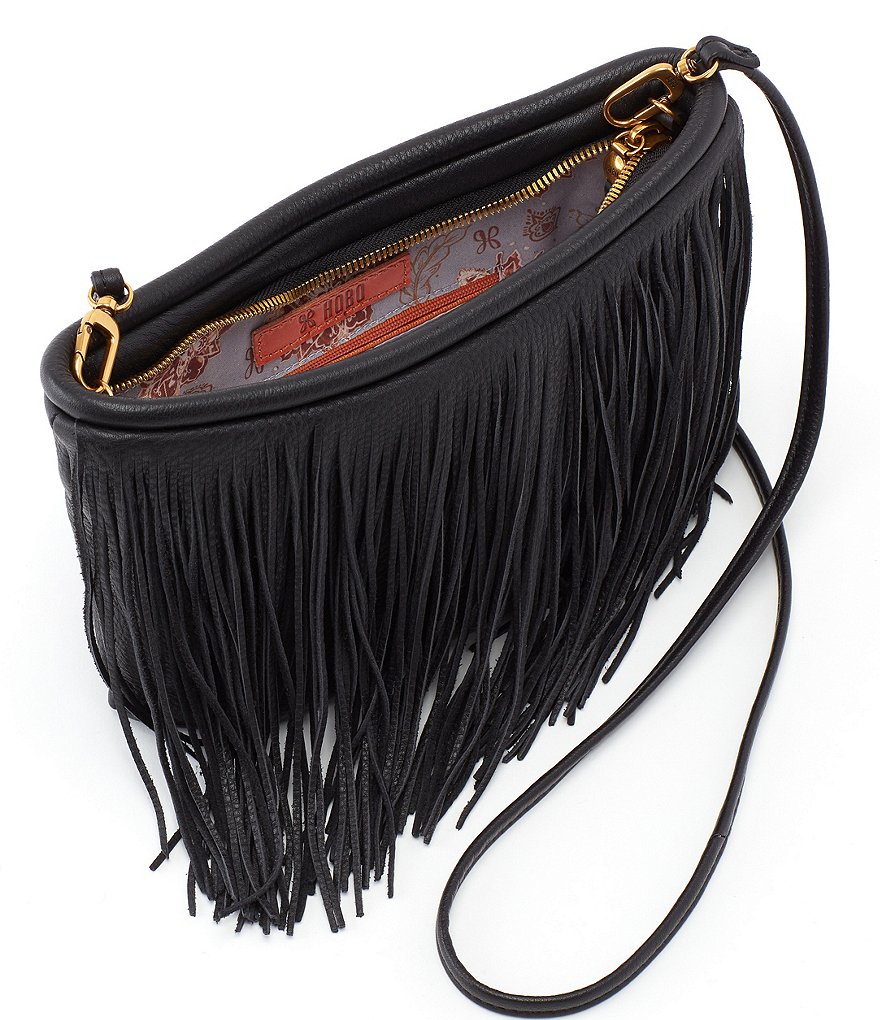HOBO Velvet Hide Collection Wilder Leather Fringe Crossbody Bag