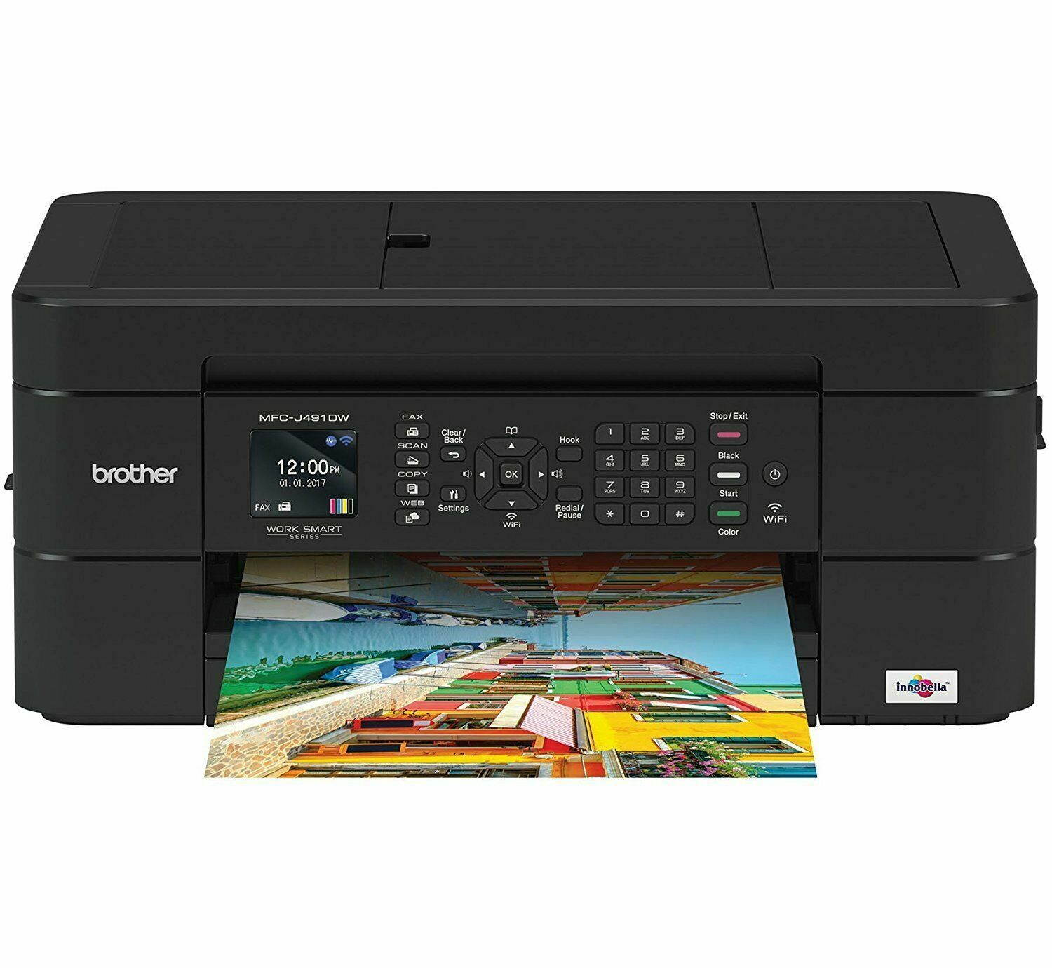 NEW Brother MFC-J480dw/J491dw Wireless Printer-Print-Copy-Scan-Fax+Included INK
