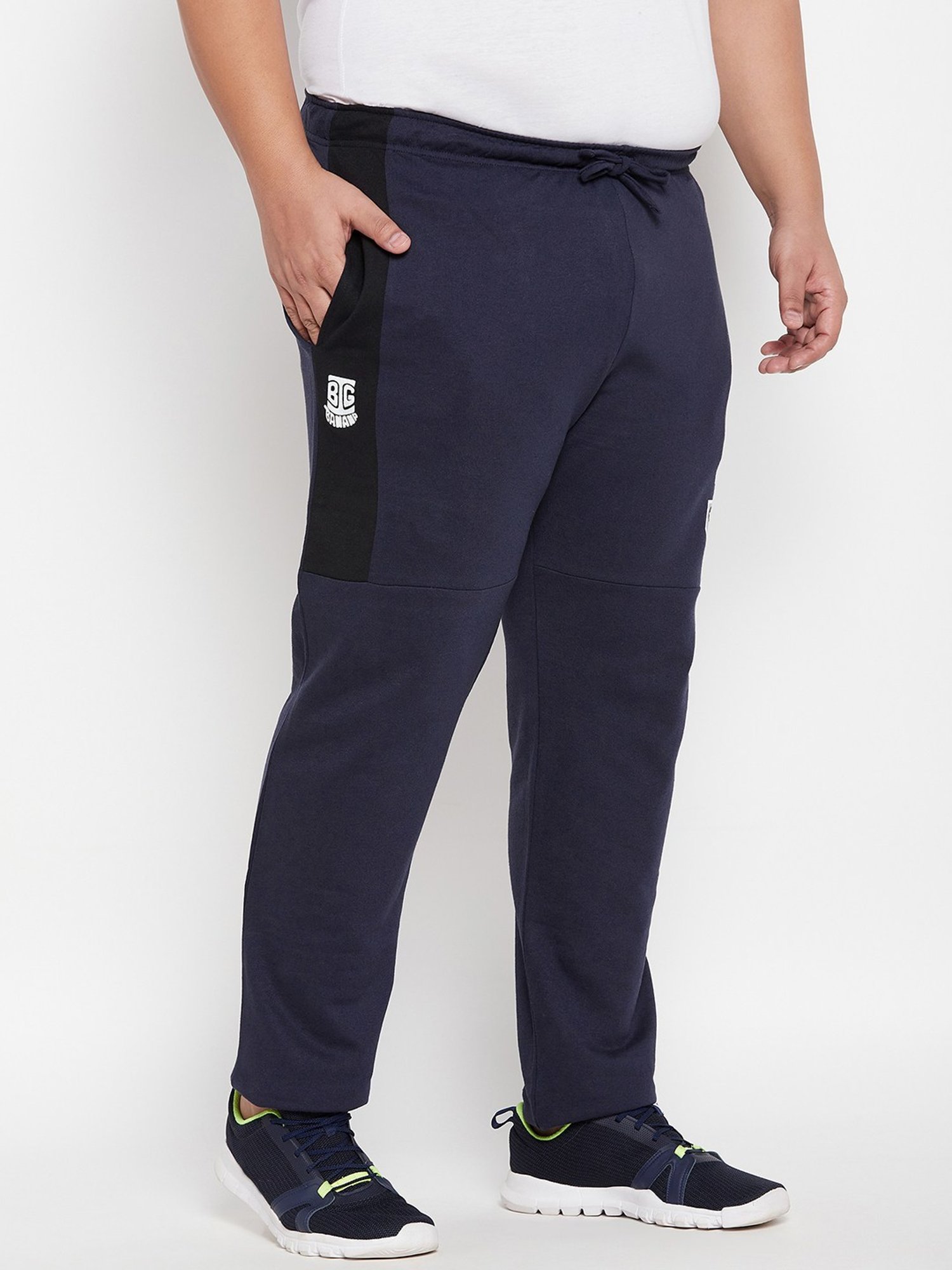 Bigbanana Navy Blue Cotton Regular Fit Printed Trackpants
