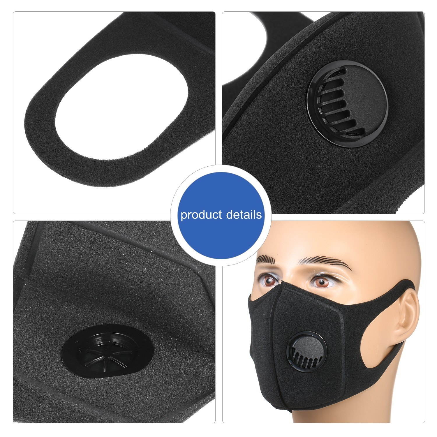Cotton Haze Valve Anti Air Dust and Smoke Pollution Adjustable PM2.5 Air Filter Mask for Women Men