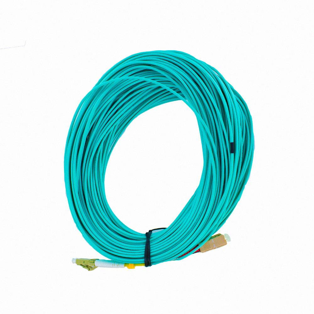 NavePoint LC-SC 10GB Fiber Optic Cable Duplex 50/125 Multimode 30M Aqua