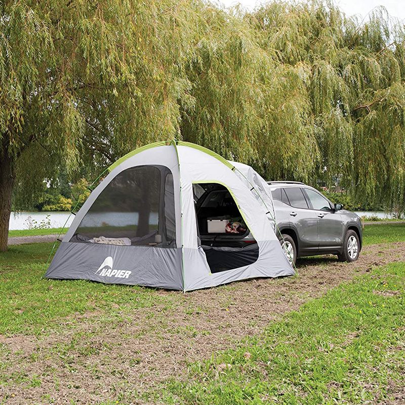 Napier Backroadz 10 x 10 x 7 Foot Universal CUV/SUV/Van Vehicle Cargo Portable 3 Season 5 Person Outdoor Camping Ground Tent, Gray/Green