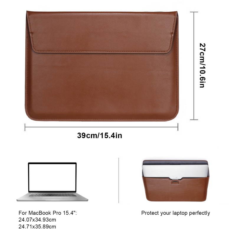For MacBook 12"/ 11.6"/13.3"/15.4"  PU Leather Laptop Sleeve Case With Stand Function For MacBook Samsung Chromebook HP Acer Lenovo