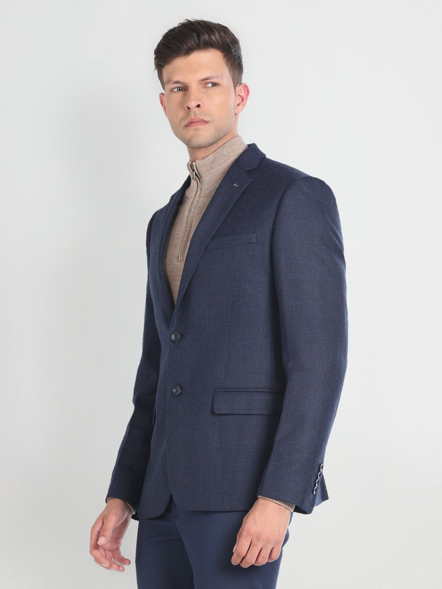 Arrow Navy Blue Regular Fit Blazer
